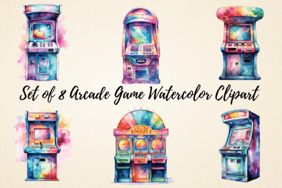 Arcade Game Watercolor Clipart: A Versatile Creative Resource