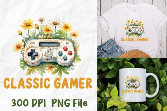 Classic Gamer Retro Game Console Daisy: A Digital Design Resource for Custom Merchandise