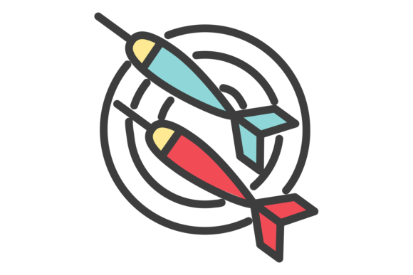 Darts with Target Board: Game Icon for Modern Design and Entertainment