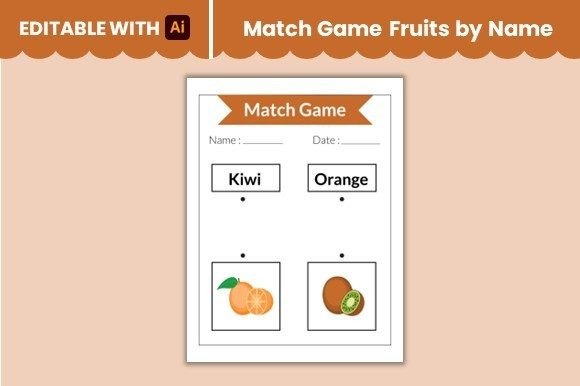 Enhancing Learning Through Visual Engagement: Exploring the Match Game Fruits by Name Worksheet 9
