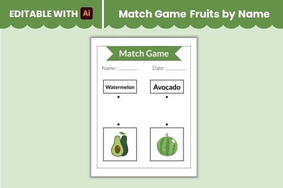 Enhancing Visual Learning with Match Game Fruits by Name Worksheet 5