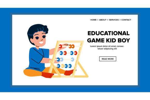 Exploring the World of Educational Game Kid Boy Vector Illustrations