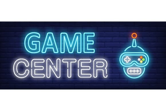 Game Center Neon Text with Funny Gamepad: A Vibrant Design Choice for Gamers and Creators
