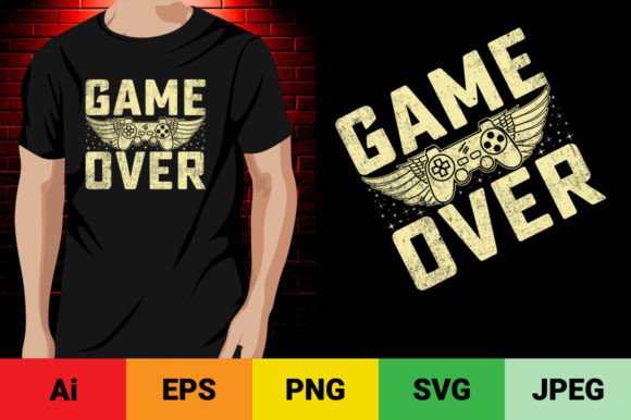 Game Over Typography T-shirt Chest Print: A Versatile Design for Gamers and Craft Enthusiasts
