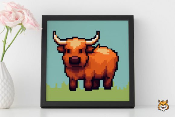Highland Cow Retro Video Game Style 3: A Unique Digital Design for Tumbler Enthusiasts