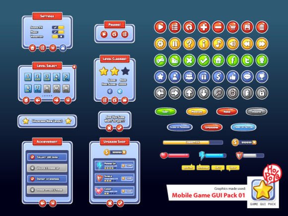 Mobile Game GUI Pack 01: A Practical Resource for 2D Mobile Game Development