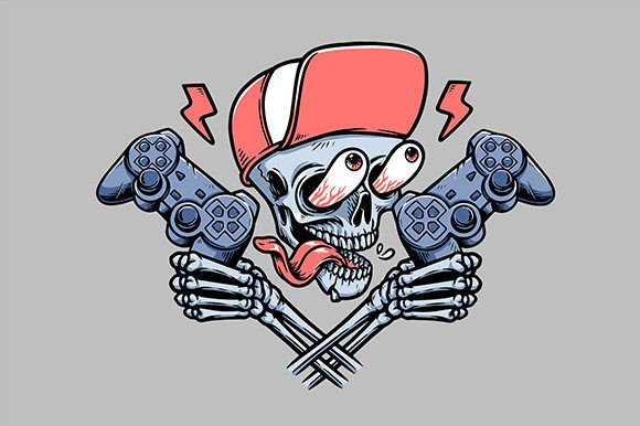 Skull Holding Game Controller: A Bold Design Asset for Creative Projects