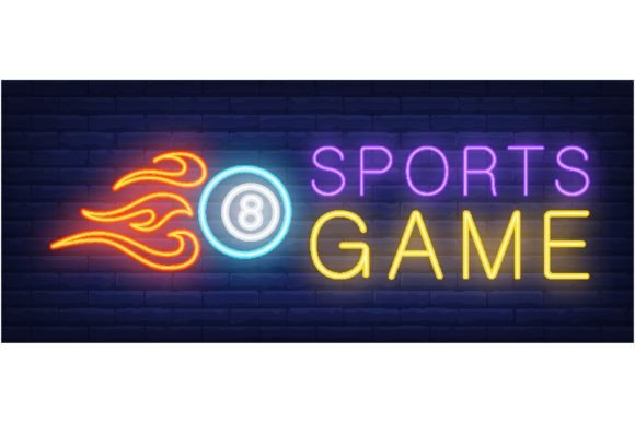 Sports Game Neon Text and Ball on Fire: Lighting Up the Game Experience