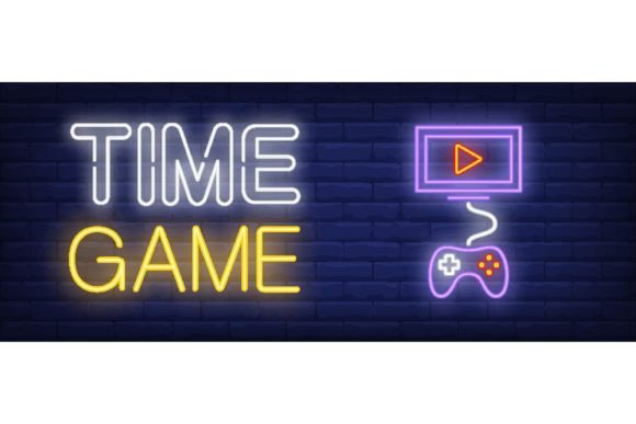 Time Game Neon Text with Joystick and Mo: A Unique Visual Concept for Gaming and Entertainment Design