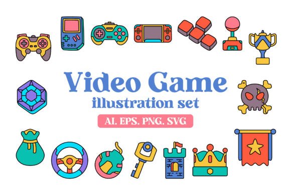 Video Game Related Illustration Icon Set: A Flexible Resource for Digital Design